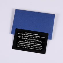 Load image into Gallery viewer, Engraved Wallet Insert Card for Him, Anniversary Valentine’s Day Gifts for Husband Boyfriend, Engagement Birthday Mini Love Card for Fiance Fiancee Groom Bride, New Year Stocking Stuffer Present Card