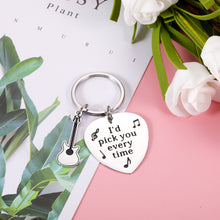 Load image into Gallery viewer, Guitar Pick Gifts Keychain for Husband Boyfriend Valentines Anniversary Music Guitar Lover Key Chain for Son Dad Guitar Accessories Keyring for Friends Birthday Christmas Stocking Stuffers Present