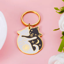 Load image into Gallery viewer, XPENMULBOJA Cat Accessories Cute Christmas Stocking Stuffers for Women Men Ct Lover, Couple Cats Hugging Circle Enamel Cat Keychain Yin and Yang Life Balance Cute Cat Metal Key Chain Cat Charm