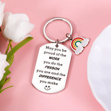 Load image into Gallery viewer, Teacher Coworker Appreciation Gift for Colleague Farewell Going Away Keychain for Leader Mentors Coach Team Members Inspirational Thank You Keyring for Social Worker Nurse Boss Day Goodbye Jewelry