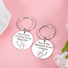 Load image into Gallery viewer, Best Friend Keychain Gifts for Women Christmas Birthday Keychain Gifts for BFF Soul Sister Girls Valentine Graduation Anniversary Friendship Jewelry for Medical Nurses Friends Grey's Anatomy Set 2Pcs