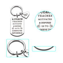 Load image into Gallery viewer, Gift for Coach Thank You Keychain Coach Basketball Football Baseball Coach Gifts for Match Cheer Celebration Going away Retirement Hockey Soccer Coach Teacher for Birthday Graduation Christmas keyring