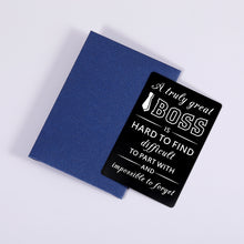 Load image into Gallery viewer, Boss Appreciation Engraved Wallet Card Gifts, Boss Day Birthday Gifts for Supervisor Leader, Thank You Christmas Mini Note for Mentor Boss Lady, Boss Retirement Leaving Stocking Stuffer Present
