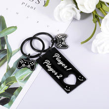 Load image into Gallery viewer, 2 PCS Funny Gamer Couple Keychains Player 1 Player 2 Anniversary Birthday keyring for Husband Boyfriend from Wife Girlfriend Gaming Gifts for Friends Gamer Lover Valentines Christmas Stocking Stuffer