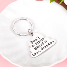 Load image into Gallery viewer, Funny Christmas Gifts for Grandson Granddaughter Keychain from Grandma Birthday Don't Do Stupi Gag Gifts for Teen Boys Girls Graduation Valentine Humor Gifts for Kids Grandchildren Stocking Stuffers