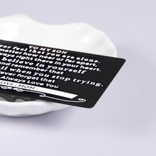 Load image into Gallery viewer, Son Gifts from Mom, To My Son Wallet Insert Card Gift from Mother Stepmom, Inspirational Mini-note for Boys Step Son In Law, Graduation Wedding Birthday Card For Teen Adults Christmas Stocking Stuffer