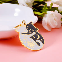 Load image into Gallery viewer, XPENMULBOJA Cat Accessories Cute Christmas Stocking Stuffers for Women Men Ct Lover, Couple Cats Hugging Circle Enamel Cat Keychain Yin and Yang Life Balance Cute Cat Metal Key Chain Cat Charm