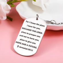 Load image into Gallery viewer, Bible Verse Keychain Jeremiah 29:11 Christmas Religious Faith Gift for Women Men Prayer Christian Keyring Birthday Graduation First Communion Confirmation Gift for Girls Boys 2023 Stocking Stuffers