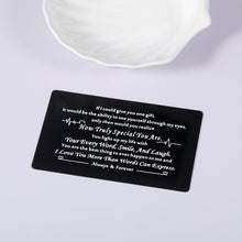 Load image into Gallery viewer, Engraved Wallet Insert Card for Him, Anniversary Valentine’s Day Gifts for Husband Boyfriend, Engagement Birthday Mini Love Card for Fiance Fiancee Groom Bride, New Year Stocking Stuffer Present Card