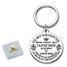 Load image into Gallery viewer, Inspirational Gifts Keychain to My Daughter from Mom Graduation Birthday Christmas Keyring for Teenagers Kids Girls Wedding Valentine Stocking Stuffer for Step Daughter in Law from Step Mother in Law