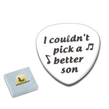 Load image into Gallery viewer, To My Son Gift Guitar Pick from Mom Dad Musician Guitar Lover Gifts for Son Teen Boys Kid Guitar Pick Plectrums For Step Son Adult Birthday Christmas Graduation Gifts for Men Him Bass Electric Guitars