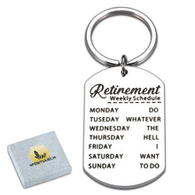 Load image into Gallery viewer, Funny Retirement Keychain Gift For Men Women Retired Office Gifts for Boss Leader Coworker Teacher Going Leaving Key Chain Keepsake for Employee Colleagues Doctor Nurse Retiring Schedule Keyring