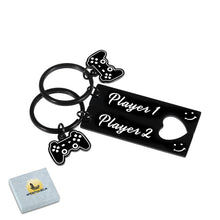 Load image into Gallery viewer, 2 PCS Funny Gamer Couple Keychains Player 1 Player 2 Anniversary Birthday keyring for Husband Boyfriend from Wife Girlfriend Gaming Gifts for Friends Gamer Lover Valentines Christmas Stocking Stuffer