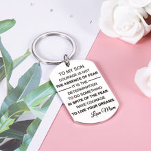 Load image into Gallery viewer, Inspirational Gift to My Son from Mom Mother Graduation Birthday Keychain for Teenagers Kids Boys Christmas Son Gift for Adults Stepson from Stepmom Thanksgiving Valentine Gift to Son-in-Law