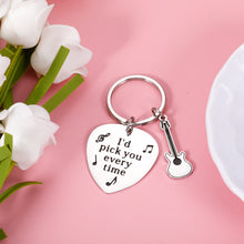 Load image into Gallery viewer, Guitar Pick Gifts Keychain for Husband Boyfriend Valentines Anniversary Music Guitar Lover Key Chain for Son Dad Guitar Accessories Keyring for Friends Birthday Christmas Stocking Stuffers Present