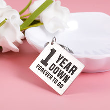 Load image into Gallery viewer, 1 Year Anniversary Keychain Gift for Him Her Husband Wife 1st Wedding Engagement Dating Anniversary Key Chain Gifts for Boyfriend Girlfriend Hubby Wifey Christmas Valentines's Day Gift for Couples