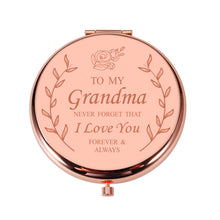 Load image into Gallery viewer, XPENMULBOJA Gifts for Grandma Compact Mirror for Grandma Grandmother from Grandaughter Grandson Birthday for Grandma Nana Grammy Gifts from Teens Kids New Grandma Gift Idea