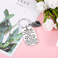 Load image into Gallery viewer, New Dad Gift Keychain for Men Him New Daddy to Be Gifts for Husband Boyfriend from Wife New Mommy Baby Announcement Pregnancy Keepsake for Soon to Be Dad Father Birthday Christmas Valentines Keyring