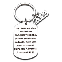 Load image into Gallery viewer, Bible Verse Keychain Jeremiah 29:11 Christmas Religious Faith Gift for Women Men Prayer Christian Keyring Birthday Graduation First Communion Confirmation Gift for Girls Boys 2023 Stocking Stuffers