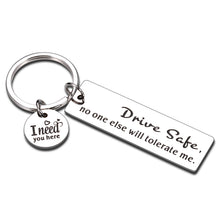 Load image into Gallery viewer, Drive Safe Keychain Gift for Husband Boyfriend from Wife Girlfriend New Driver Valentines Christmas Gifts Key Ring for Men Fiance Son Daughter Wedding Birthday Stocking Stuffers for Driver Trucker