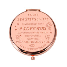 Load image into Gallery viewer, Stocking Stuffers for Wife Christmas for Her Compact Mirror Wife Gifts from Husband I Love You Wife Gift Makeup Mirror Romantic Gift for Her Birthday Wedding Anniversary Valentines Mothers Day