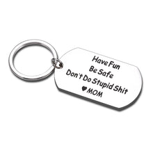 Load image into Gallery viewer, Don't Do Stupid Keychain for Son Daughter from Mom Funny Graduation Birthday Gifts for Teens Boys Girls Gag Christmas Gift for Teenager Him Her Valentine Humor Keychain from Mother