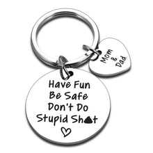 Load image into Gallery viewer, Son Daughter Gifts from Mom Funny Christmas Stocking Stuffers for Teens Boys Girls from Mom Dad Don't Do Stupid Sht Keychain for Birthday Graduation Coming-of-age Gift for Him Her Funny Keychain