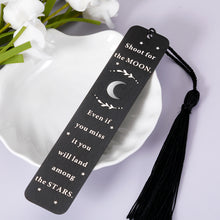 Load image into Gallery viewer, Inspirational Bookmark for Women Men Moon and Stars Gifts Bookmark for Booklovers Encouragement Birthday Christmas Gift Book Mark for Students Friends Son Daughter Grad Party Bulk Shoot for The Moon