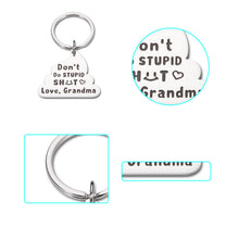 Load image into Gallery viewer, Funny Christmas Gifts for Grandson Granddaughter Keychain from Grandma Birthday Don't Do Stupi Gag Gifts for Teen Boys Girls Graduation Valentine Humor Gifts for Kids Grandchildren Stocking Stuffers