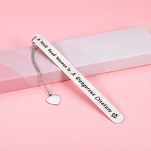 Load image into Gallery viewer, Bookmark for Women Book Lovers, Engraved Bookmark with Chain for Her Lady Best Friend, Birthday Christmas Gifts for Mom Sister Teacher, Book Club Gifts for Readers, A Well Read Woman Stocking Stuffers