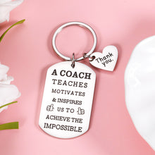 Load image into Gallery viewer, Gift for Coach Thank You Keychain Coach Basketball Football Baseball Coach Gifts for Match Cheer Celebration Going away Retirement Hockey Soccer Coach Teacher for Birthday Graduation Christmas keyring