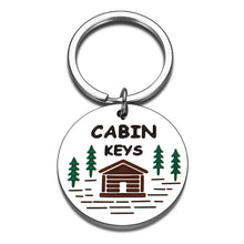 Load image into Gallery viewer, Cabin Keychains Gift for Rustic House New Home Gift for Cabin Lover Cottage County House Keychain for Mom Dad Grandpa Grandma Housewarming Real Estate Gifts for Family Friend Cabin Keyring in Bulks