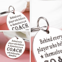 Load image into Gallery viewer, Coach Thank You Gift Keychain for Men Women Appreciation Key Chain Present for Football Basketball Baseball Coach Sports Match Cheer Keyring for Softball Swimming Coach Birthday Christmas Retirement