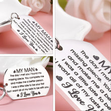 Load image into Gallery viewer, Boyfriend Gifts keychain for Him from Girlfriend, To My Man Gift Key Chain for Husband from Wife, Valentine’s Day Birthday Gifts for Fiance Hubby, Wedding Father’s Day Christmas Keepsake