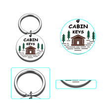 Load image into Gallery viewer, Cabin Keychains Gift for Rustic House New Home Gift for Cabin Lover Cottage County House Keychain for Mom Dad Grandpa Grandma Housewarming Real Estate Gifts for Family Friend Cabin Keyring in Bulks