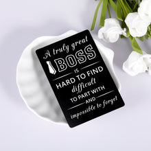 Load image into Gallery viewer, Boss Appreciation Engraved Wallet Card Gifts, Boss Day Birthday Gifts for Supervisor Leader, Thank You Christmas Mini Note for Mentor Boss Lady, Boss Retirement Leaving Stocking Stuffer Present
