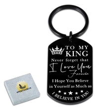 Load image into Gallery viewer, Keychain for Boyfriend, to My Man Birthday Wedding Engagement Gift Anniversary Husband Keychain from Wife Lover Fiance Christmas Valentine’s Day Present for Hubby Fathers Day Keyring Keepsake for Him