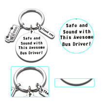 Load image into Gallery viewer, School Bus Driver Appreciation Gifts Keychain for Bus Driver Thank You Gift for School Bus Drivers Birthday Christmas Gifts for Best Driver Male Female Safe and Sound with This Awesome Bus Driver