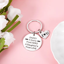 Load image into Gallery viewer, Dad Gifts Keychain from Daughter Kids, Father’s Day Birthday Key Chain Gift for Daddy from Son, Stepdad New Dad to be Keyring from Wife, Christmas Valentine Wedding Keepsake for Men Father-in-Law