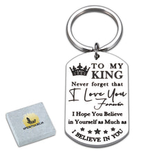 Load image into Gallery viewer, Keychain for Boyfriend To My Man Birthday Wedding Engagement Gift Anniversary Husband Keychain from Wife Fiance Christmas Valentine’s Day Present for Hubby Fathers Day Keyring Keepsake for Him, silver