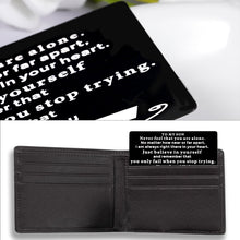 Load image into Gallery viewer, Son Gifts from Mom, To My Son Wallet Insert Card Gift from Mother Stepmom, Inspirational Mini-note for Boys Step Son In Law, Graduation Wedding Birthday Card For Teen Adults Christmas Stocking Stuffer