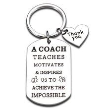 Load image into Gallery viewer, Gift for Coach Thank You Keychain Coach Basketball Football Baseball Coach Gifts for Match Cheer Celebration Going away Retirement Hockey Soccer Coach Teacher for Birthday Graduation Christmas keyring
