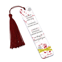 Load image into Gallery viewer, True Crime Bookmark for Crime Book Fans Gift for True Crime Lovers Crime Acrylic Bookmark for Women Men Crime Blood Spatter Gift for Bookworm Crime Book Forensic Science Bookmark Blood Stains are Red