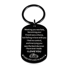 Load image into Gallery viewer, Valentines Keychain for Husband to My Man Birthday Wedding Engagement Gift Anniversary Biyfriend Keychain from Wife Lover Fiance Christmas Present for Hubby Fathers Day Keyring Keepsake for Him