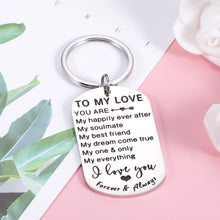 Load image into Gallery viewer, Valentines Birthday Gifts for Her Him to My Love Keychain for Husband Wife Boyfriend Girlfriend Anniversary Wedding Gifts for Fiance Fiancee Groom Bride Christmas Thanksgiving Present for Women Men