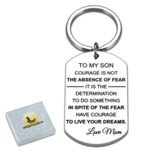 Load image into Gallery viewer, Inspirational Gift to My Son from Mom Mother Graduation Birthday Keychain for Teenagers Kids Boys Christmas Son Gift for Adults Stepson from Stepmom Thanksgiving Valentine Gift to Son-in-Law