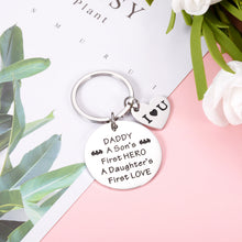 Load image into Gallery viewer, Dad Gifts Keychain from Daughter Kids, Father’s Day Birthday Key Chain Gift for Daddy from Son, Stepdad New Dad to be Keyring from Wife, Christmas Valentine Wedding Keepsake for Men Father-in-Law
