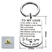 Load image into Gallery viewer, Valentines Birthday Gifts for Her Him to My Love Keychain for Husband Wife Boyfriend Girlfriend Anniversary Wedding Gifts for Fiance Fiancee Groom Bride Christmas Thanksgiving Present for Women Men