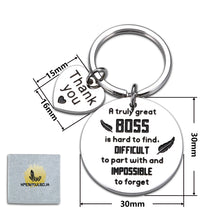 Load image into Gallery viewer, Boss Gifts for Christmas Women Men Thank You Going Away Keychian for Boss Supervisor Leader Leaving Birthday Retirement Appreciation Key Ring for Mentor Coworker Boss Lady Office Farewell Goodbye Gift