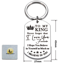 Load image into Gallery viewer, Keychain for Boyfriend To My Man Birthday Wedding Engagement Gift Anniversary Husband Keychain from Wife Fiance Christmas Valentine’s Day Present for Hubby Fathers Day Keyring Keepsake for Him, silver